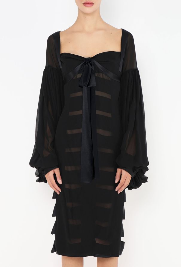 Saint Laurent ICONIC F/W 2002 Chiffon Ribbon Dress - 4