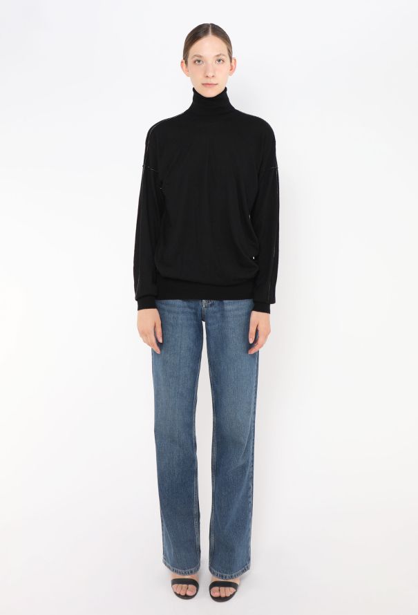 Céline Cashmere Contrast Trim Sweater - 2