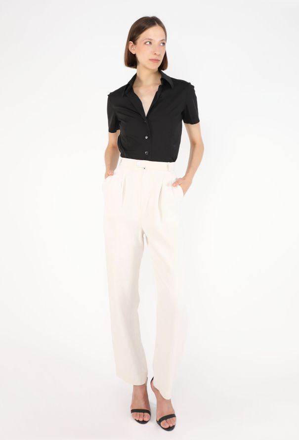 Saint Laurent Pleated Linen Trousers, 1980s - 2