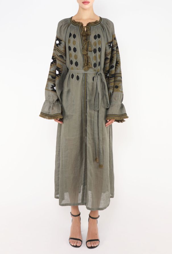 Vita Kin Embroidered Linen Tassel Kaftan - 2