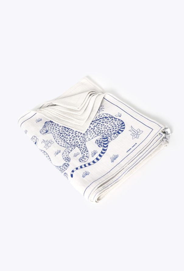 Hermès '80s 'Les Leopards' 6-piece Linen Placemat Set - 2