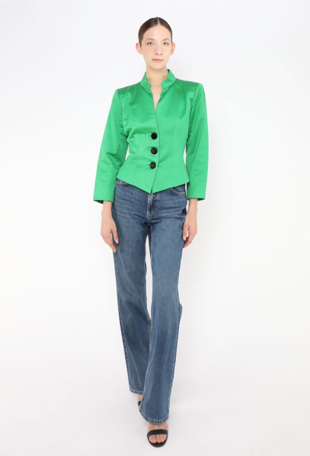 Saint Laurent 1992 Buttoned Satin Blazer - 3 Saint Laurent 1992 Buttoned Satin Blazer - 3