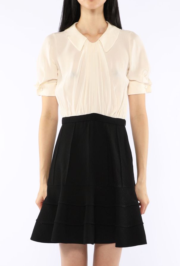 Miu Miu Pleated Silk Combination Dress - 3