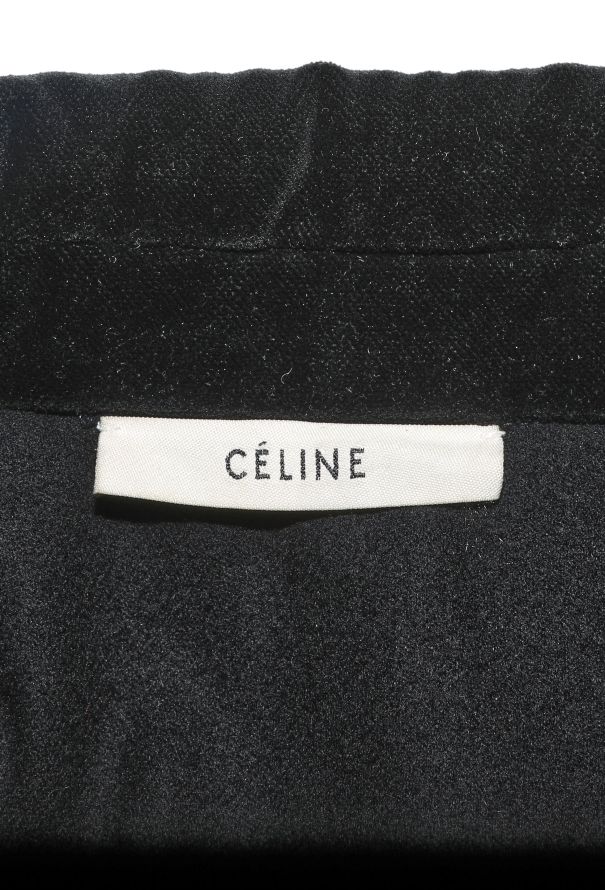 Céline 2015 Notched Velvet Trim Coat - 7