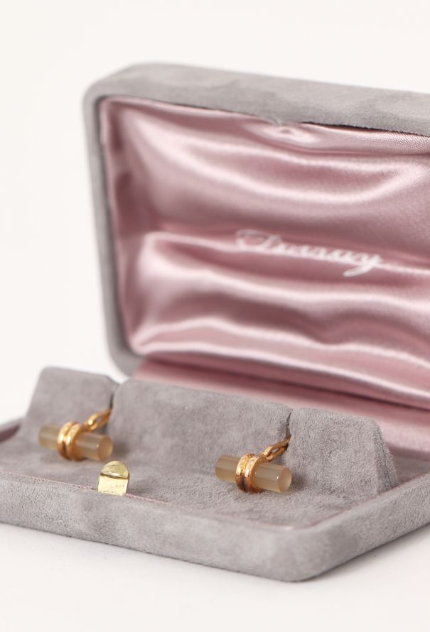 Vintage Fine Jewelry Poiray 18K Gold & Chalcedony Cufflinks - 2