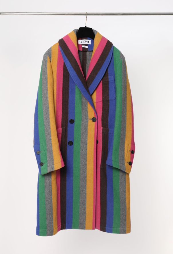 Loewe 2016 Striped Wool Coat - 5