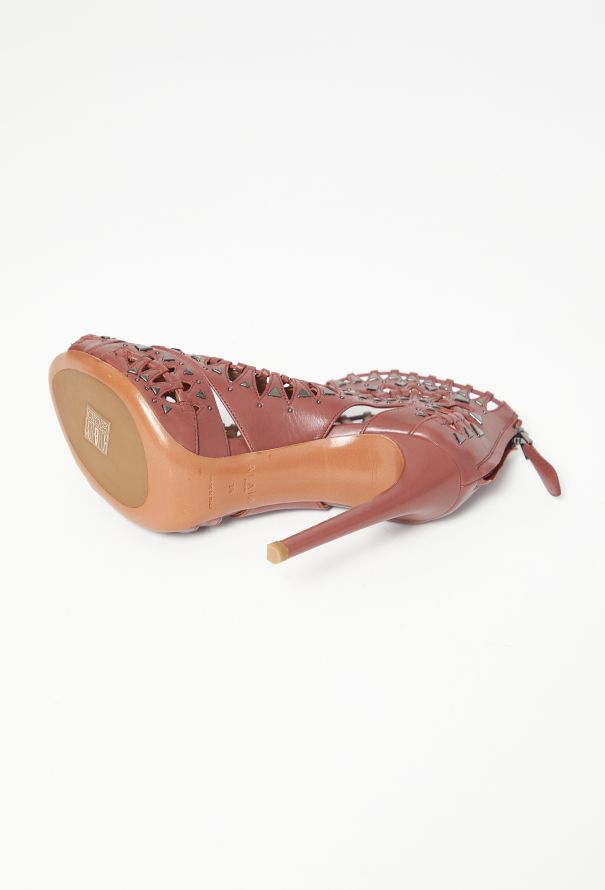 Alaïa Studded Laser-Cut Sandals - 6