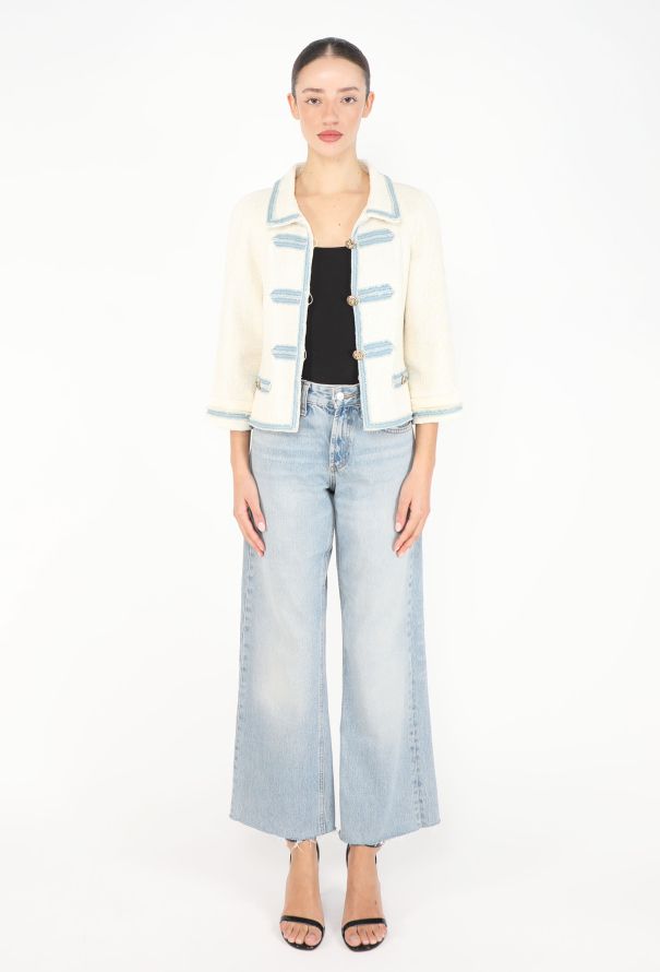 Chanel Spring 2007 Denim Trim Tweed Jacket - 5