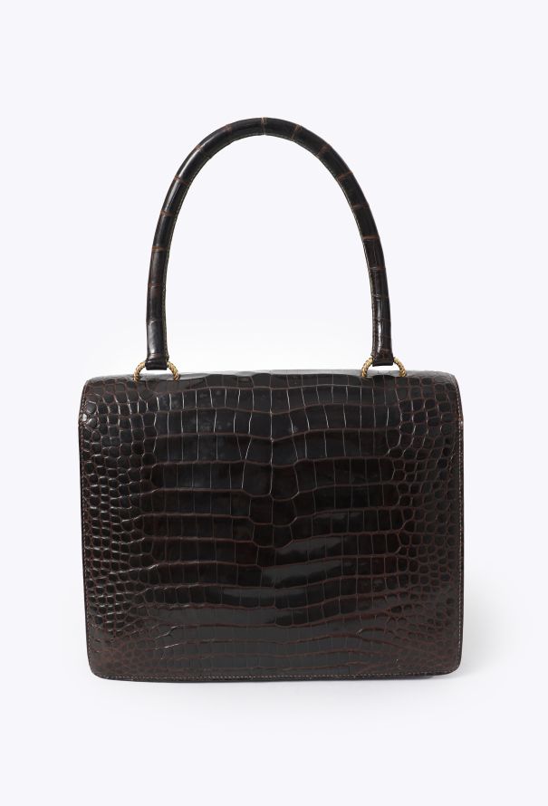 Hermès Rare 1960s Marron Porosus Vasco Bag - 4