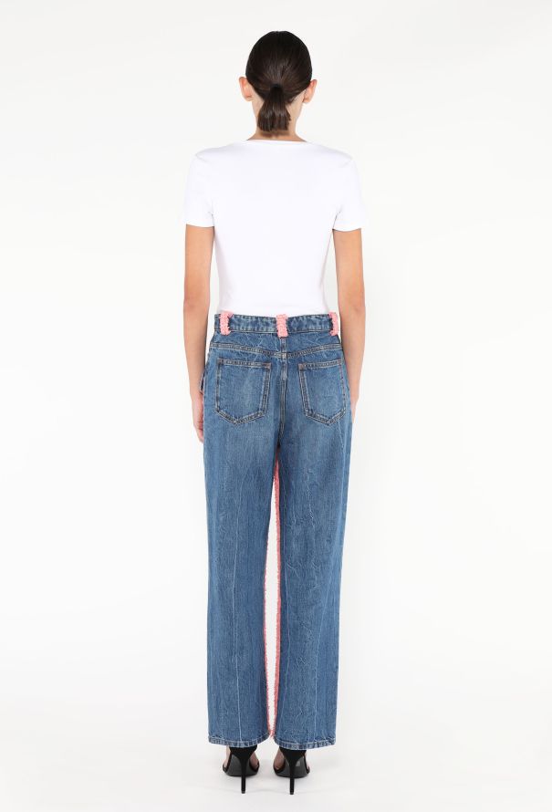 Chanel Resort 2021 Tweed Trim 'CC' Jeans - Blue & Pink - 5