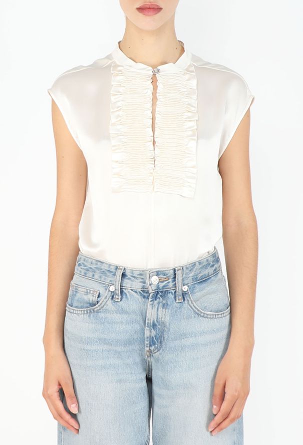 Chanel Pleated Silk Bib Blouse, 2020 - 1