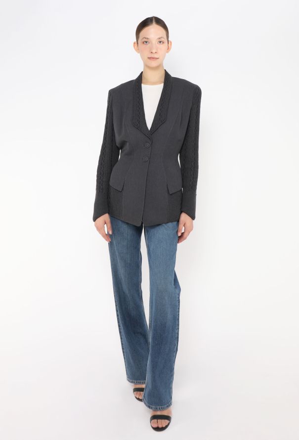 Thierry Mugler 1998 Cableknit Trim Hourglass Blazer - 2