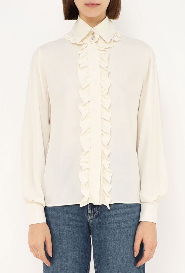 Chanel 2019 Ruffled Trim Silk Blouse - 1