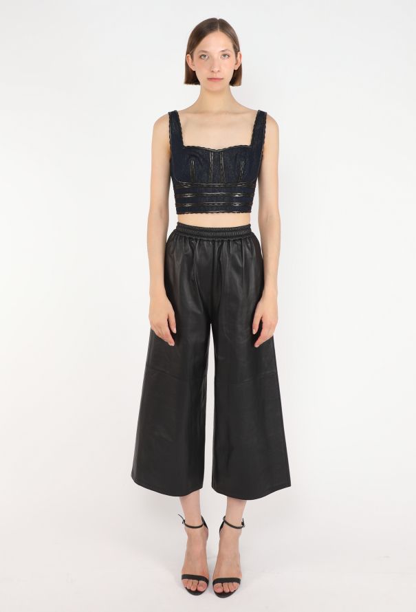 Alaïa Denim Leather Trim Bralette - 2