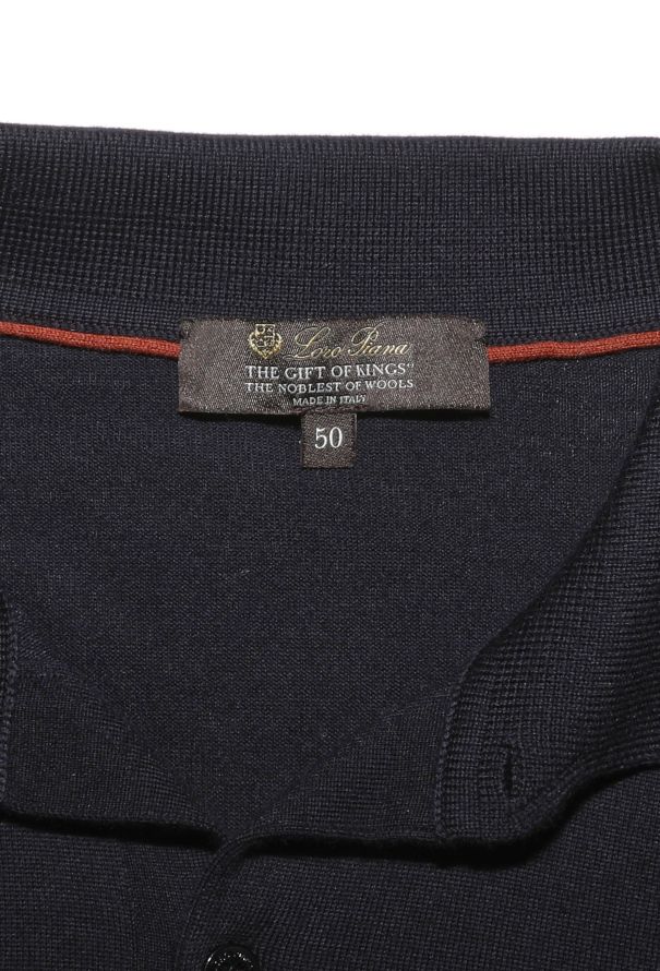 Loro Piana Navy Merino Polo Top - 3