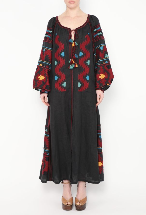 Vita Kin Embroidered Linen Kaftan Black - 2 Vita Kin Embroidered Linen Kaftan Black - 2