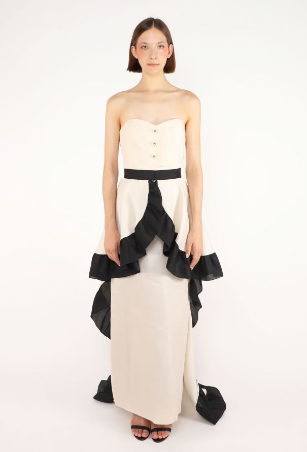 Givenchy Bicolor Silk Piqué Cape Ensemble, 1980s - 3