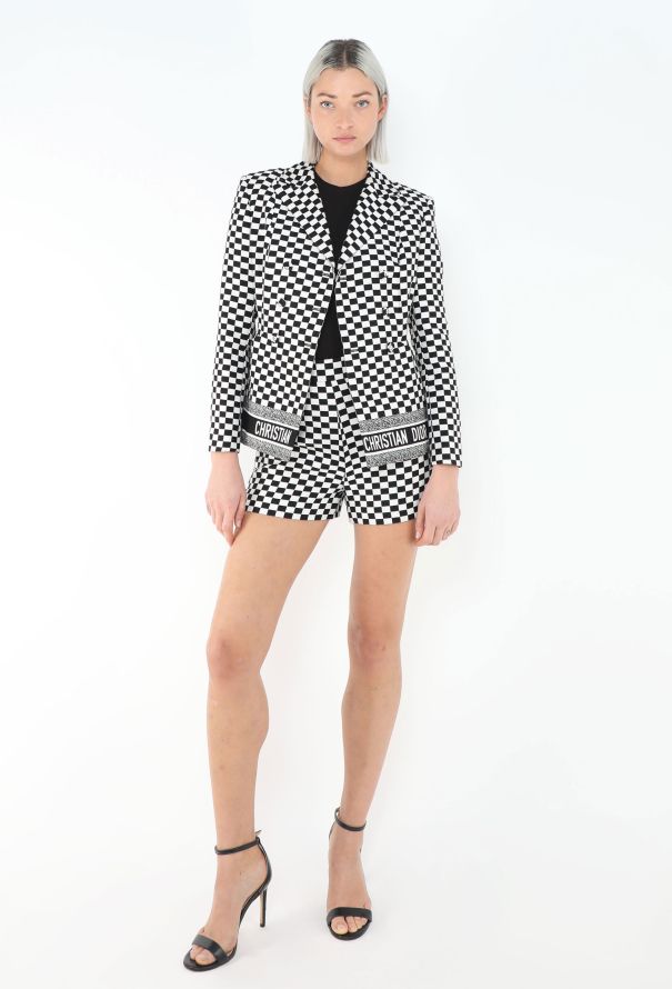Dior S/S 2018 Checkered Bar Jacket Ensemble - 4