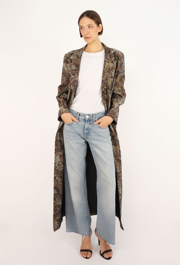 Chloé Tiger Printed Gabardine Trench, 1980s - 4