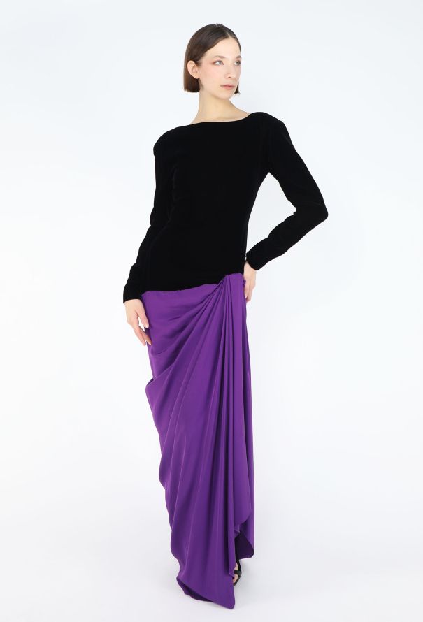 Dior Haute Couture F/W 1985 Velvet Draped Gown - 5