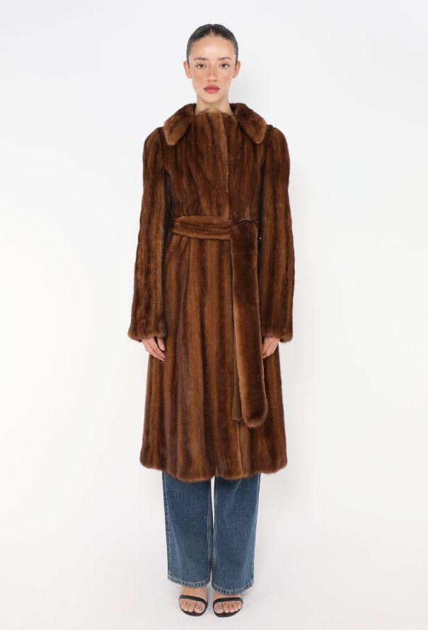 Céline RARE Pre-Fall 2015 Belted Mink Coat - 4