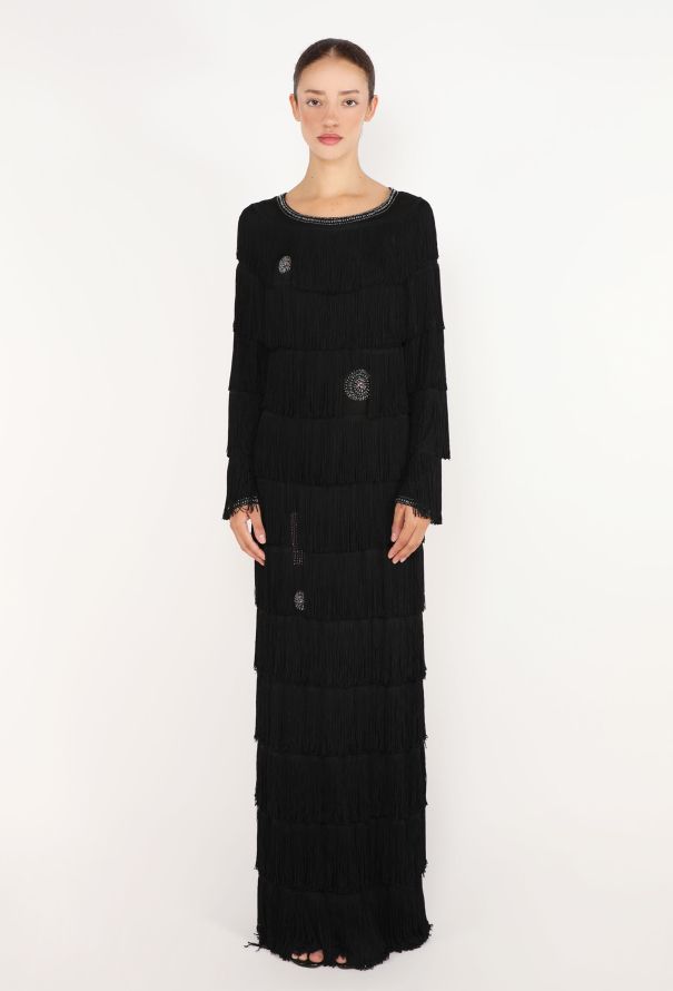 Louis Féraud Embellished Fringe Gown, 1980s - 3