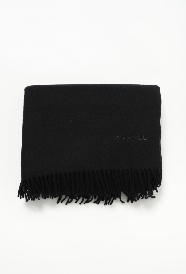 Fringe Trim Cashmere Scarf, Authentic & Vintage