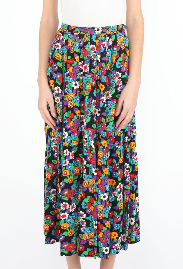 Saint Laurent Rare S/S 1977 Geranium Pleated Skirt - 4