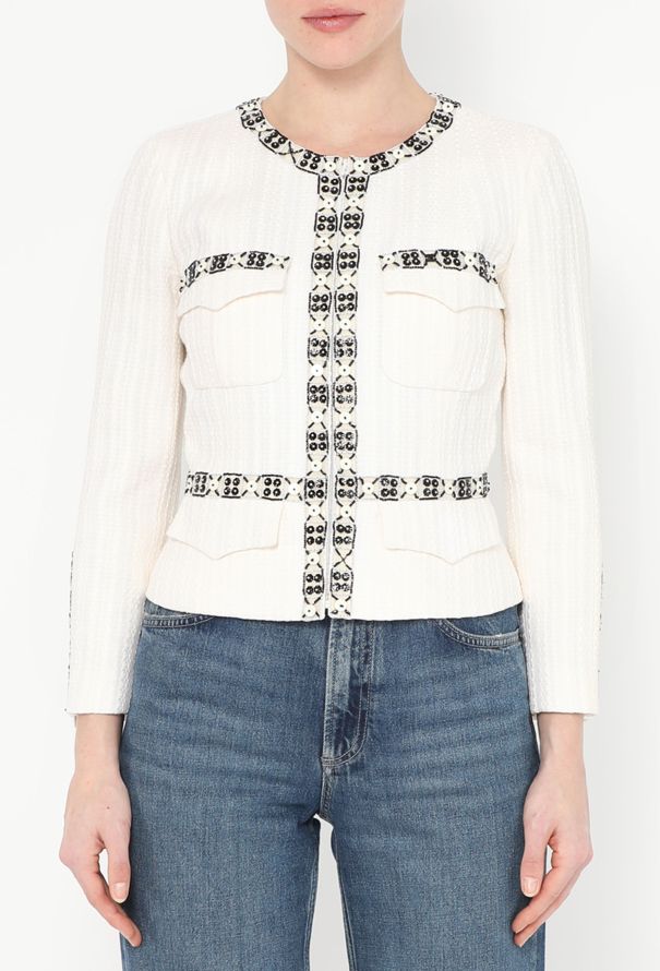 Chanel CAMPAIGN S/S 2003 Embellished Trim Tweed Jacket - 3