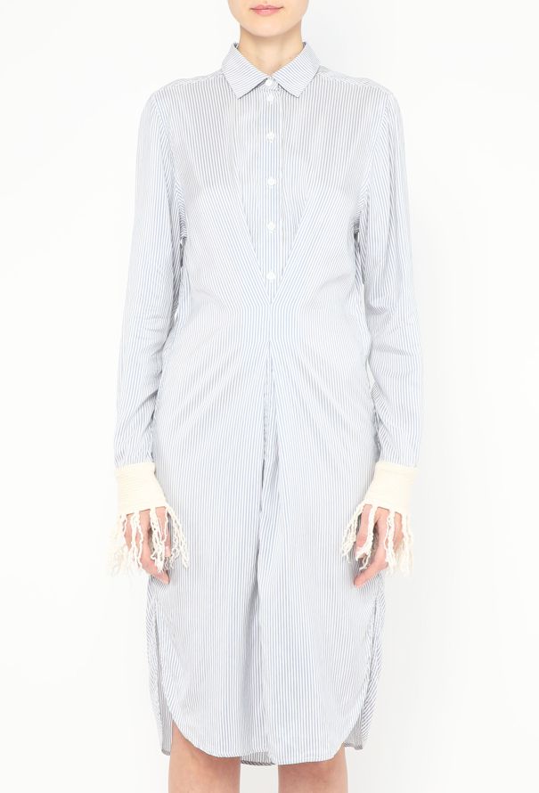 Loewe Fringed Cuff Silk Shirt Dress - 1