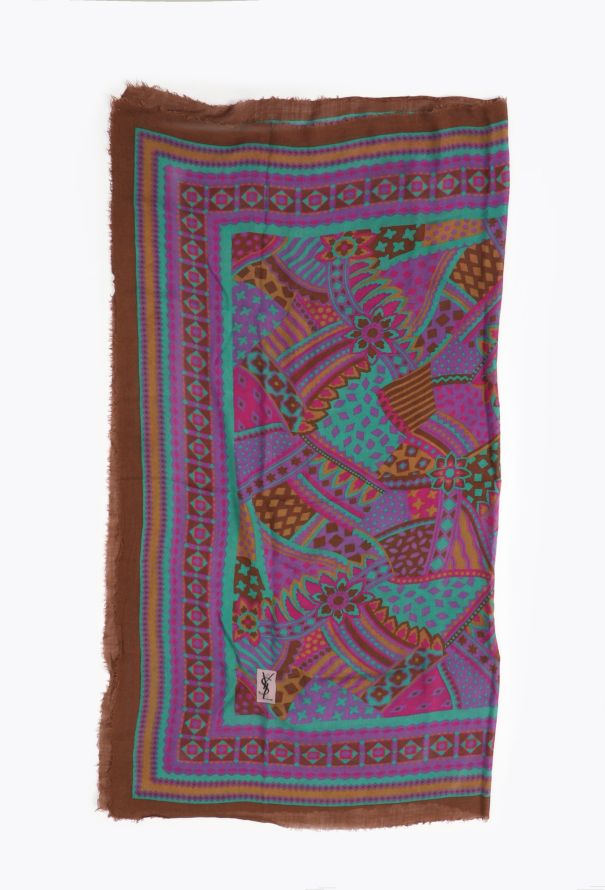 Saint Laurent Vintage Graphic Floral Scarf - 3 Saint Laurent Vintage Graphic Floral Scarf - 3