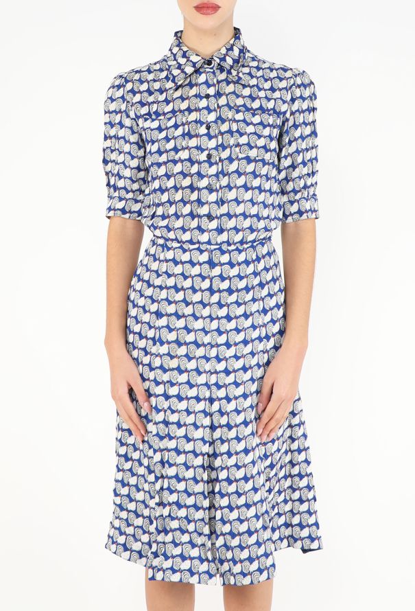 Saint Laurent 1974 Rooster Print Pleated Dress - 3