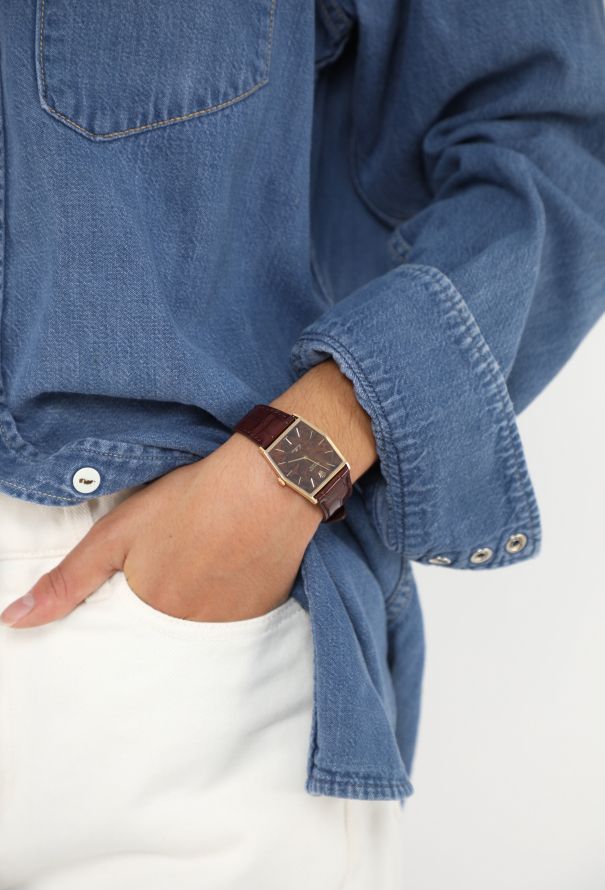 Rolex RARE Vintage 18K Yellow Gold & Mahogany Cellini Watch - 2