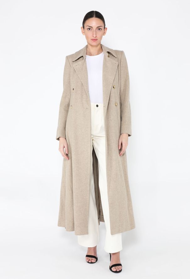 Hermès '70s Fluted Wool Overcoat - 1