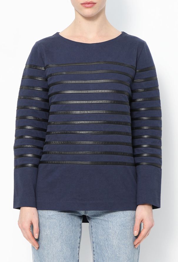 Céline Leather Trim Marinière Top - 1