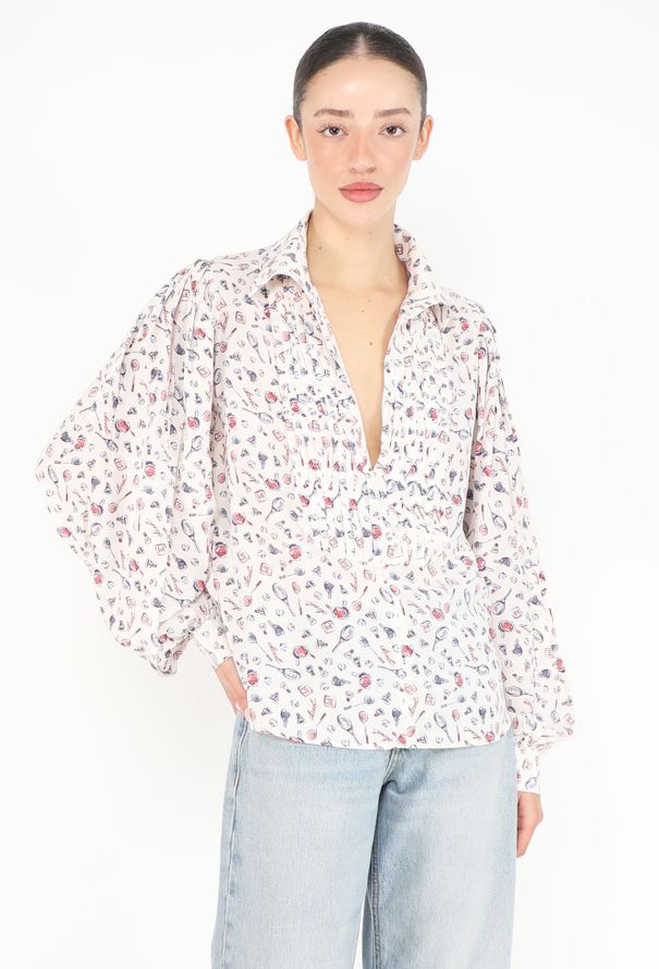 Chanel Badminton Printed Silk Blouse - 1