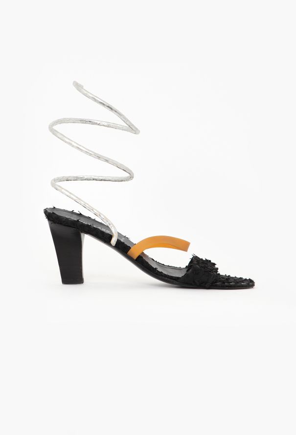 Helmut Lang S/S 2002 Metallic Wrap Sandals - 1