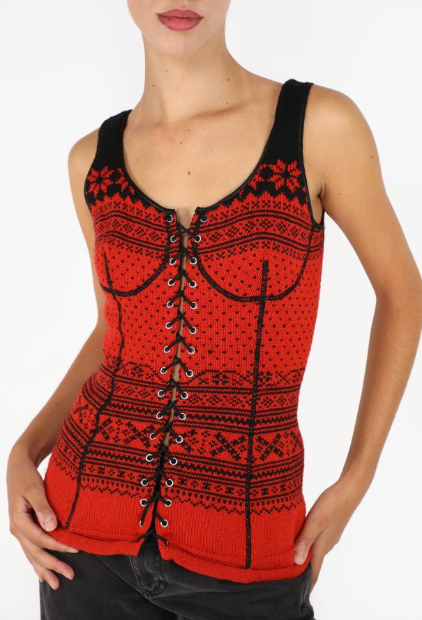 Jean Paul Gaultier Intarsia Knit Lace-Up Top, F/W 1992 - 5