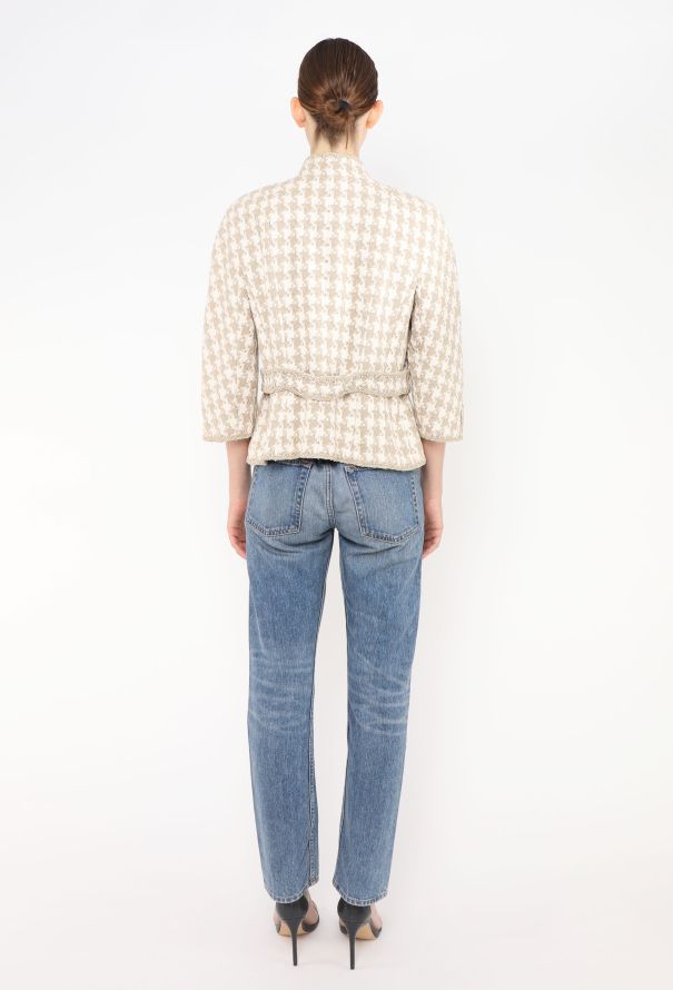 Chanel 2008 Houndstooth Silk Tweed Jacket - 5