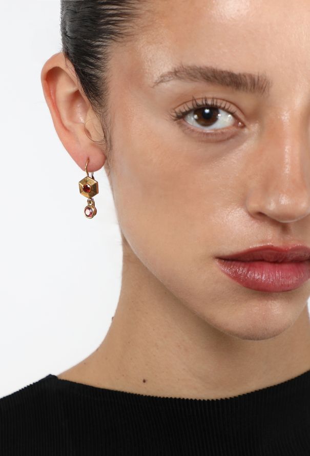 Modern Fine Jewelry 18K Yellow Gold Pendant Earrings - 2 Modern Fine Jewelry 18K Yellow Gold Pendant Earrings - 2