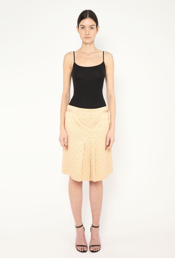 Prada S/S 2002 Pleated Brocade Skirt - 1
