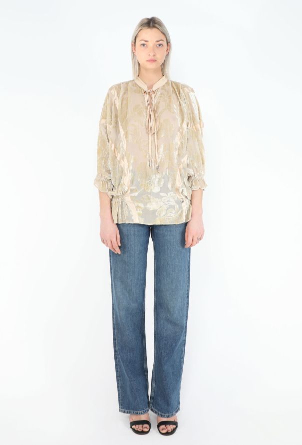 John Galliano Dévoré Velvet Silk Blouse - 4