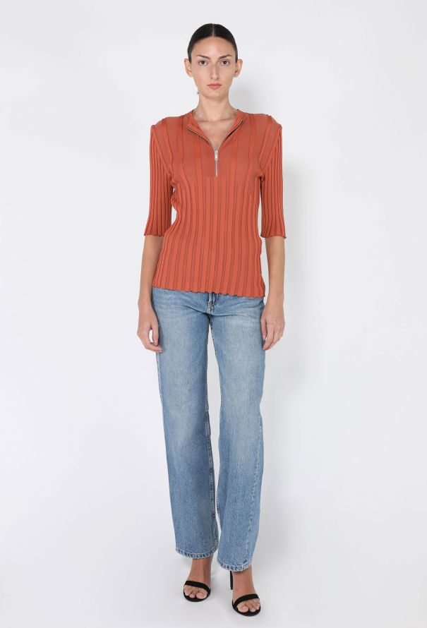 Céline Ribbed Knit Zipper Top, 2016 - 3