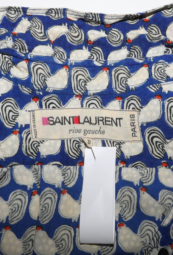 Saint Laurent 1974 Rooster Print Pleated Dress - 6