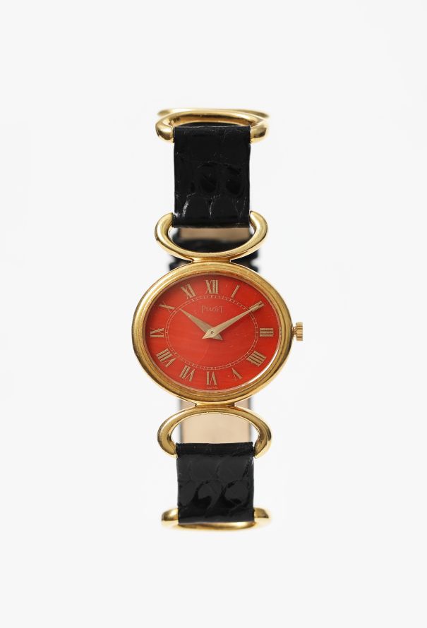 Piaget 18k Yellow Gold & Coral Anneaux Watch, 1970s - 1