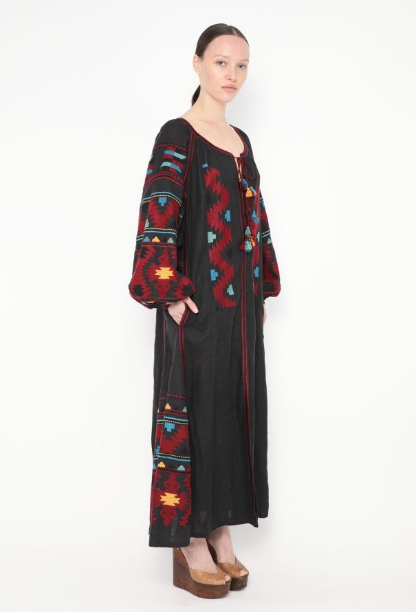 Vita Kin Embroidered Linen Kaftan Black - 3 Vita Kin Embroidered Linen Kaftan Black - 3