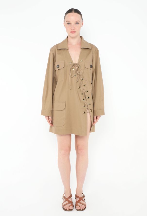 Saint Laurent S/S 1990 Lace-Up Saharan Tunic - 1