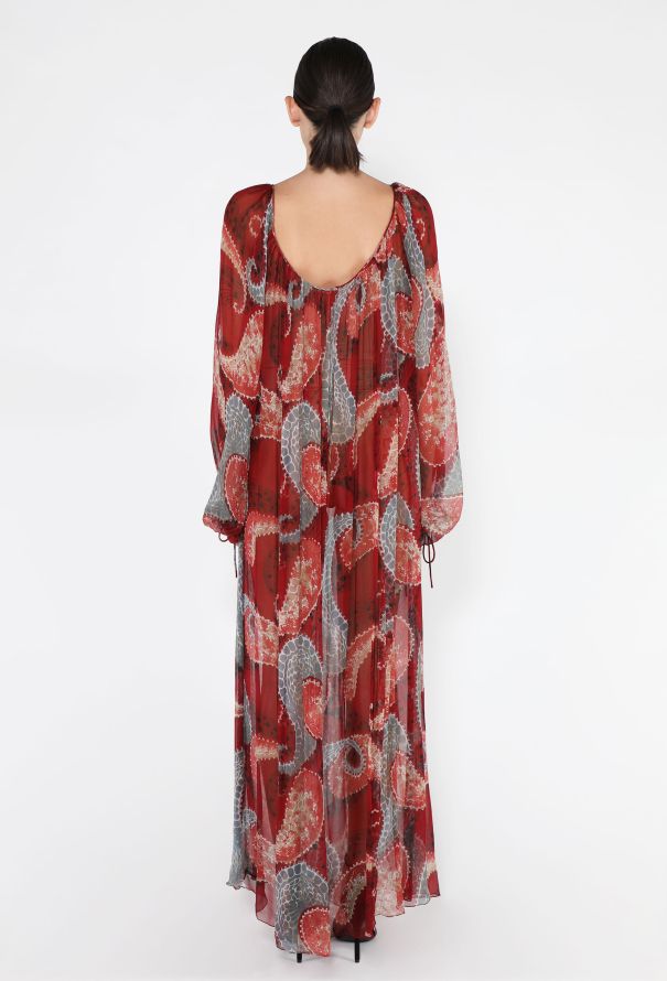Paisley Printed Chiffon Kaftan - 4