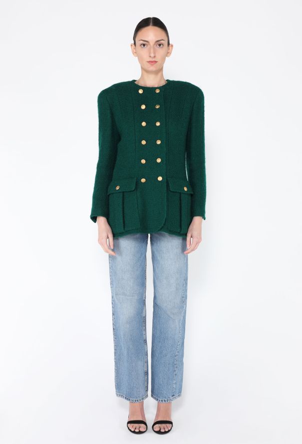 Chanel F/W 1988 Wool Tweed Double Breasted Blazer - 3