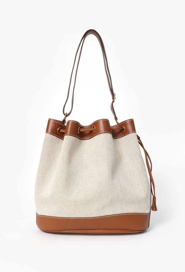 Hermès '90s Toile H & Gold Courchevel Market Bag - 6